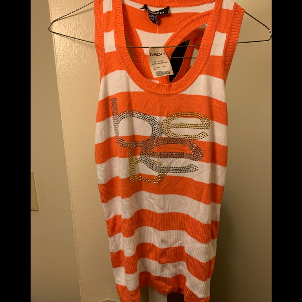 Bebe Orange/white Tank Top